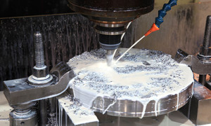 A Lathe, Machining, with lubricant